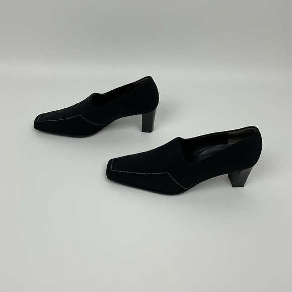 Paul Green Black Heels Womens 3.5 Square Toe Handmade Austria - Picture 3 of 10